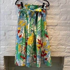 Zara Floral cotton midi skirt
